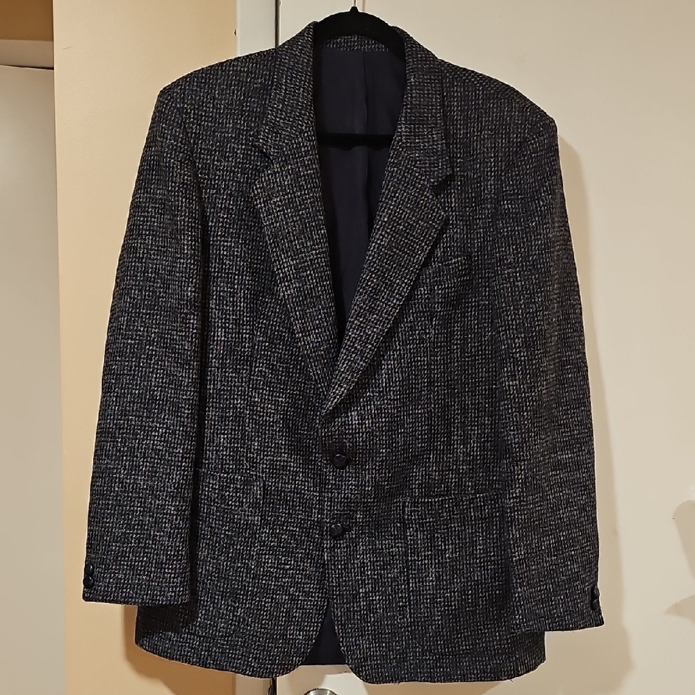 Harris Tweed Gray Sport Coat Blazer Men’s 40R Pure Scottish Wool 2-Button Sleeve